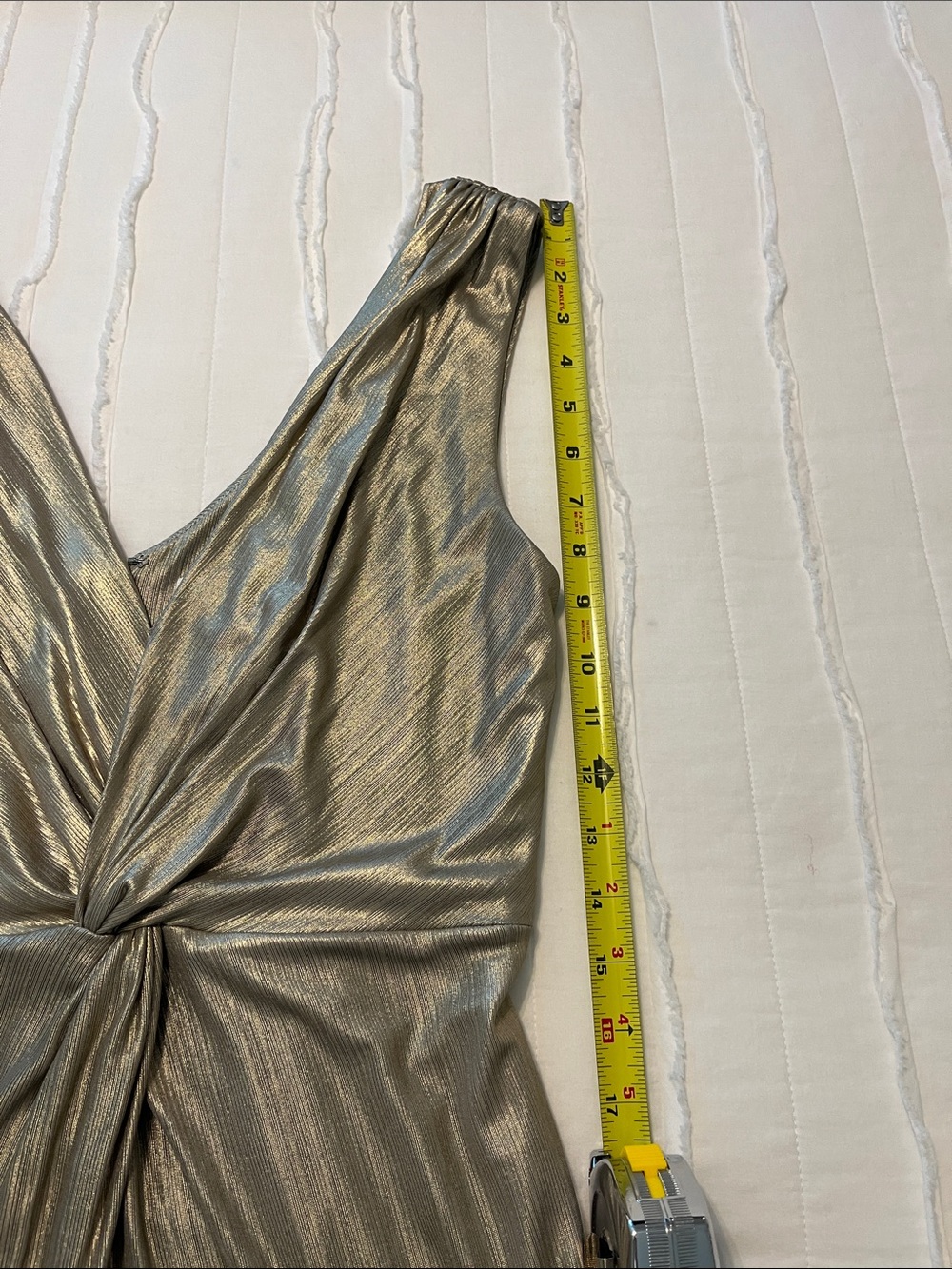 CALVIN KLEIN gold/taupe metallic evening gown - Picture 6 of 6